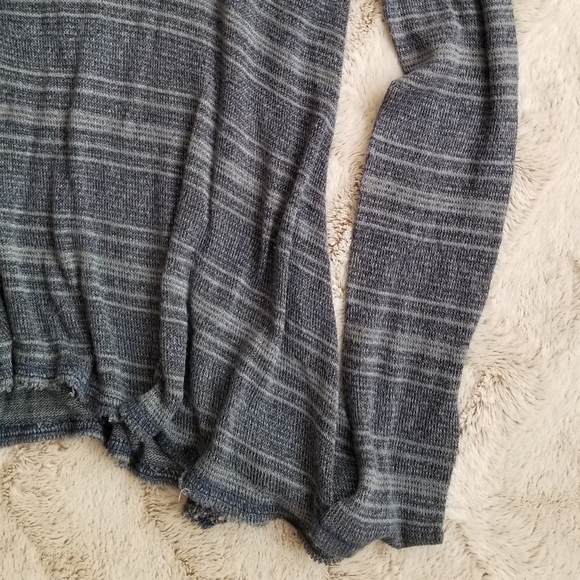 We the Free People Hacci Henley Oversized Heather Blue Longsleeve Tshirt Size S - Picture 3 of 9